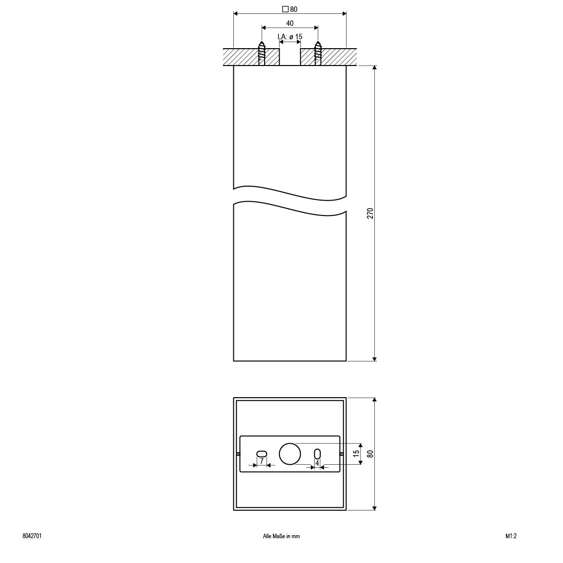 EVN Anbauleuchte weiß viereckig 80x80x270mm 230V IP20