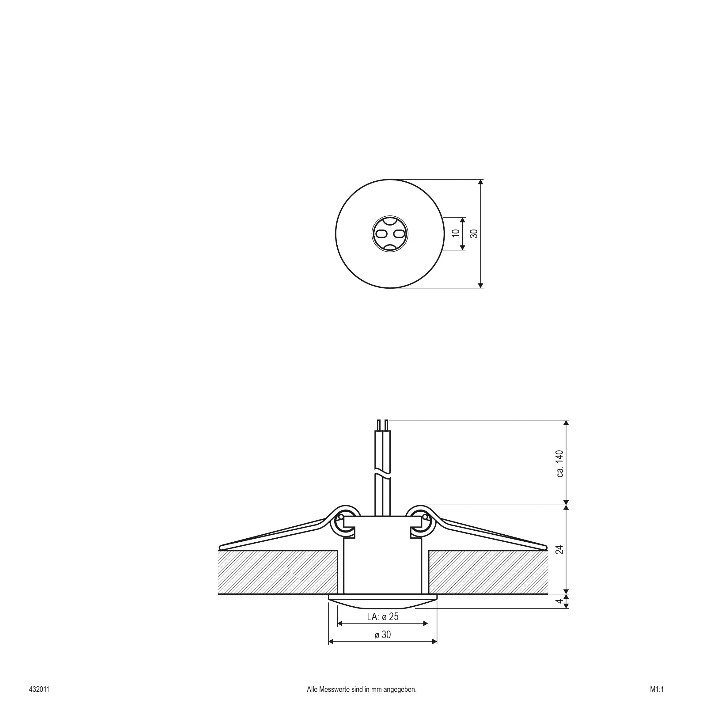 EVN Halogen Lichtpunkt Chrom gewölbt rund 30x28mm 12V IP20