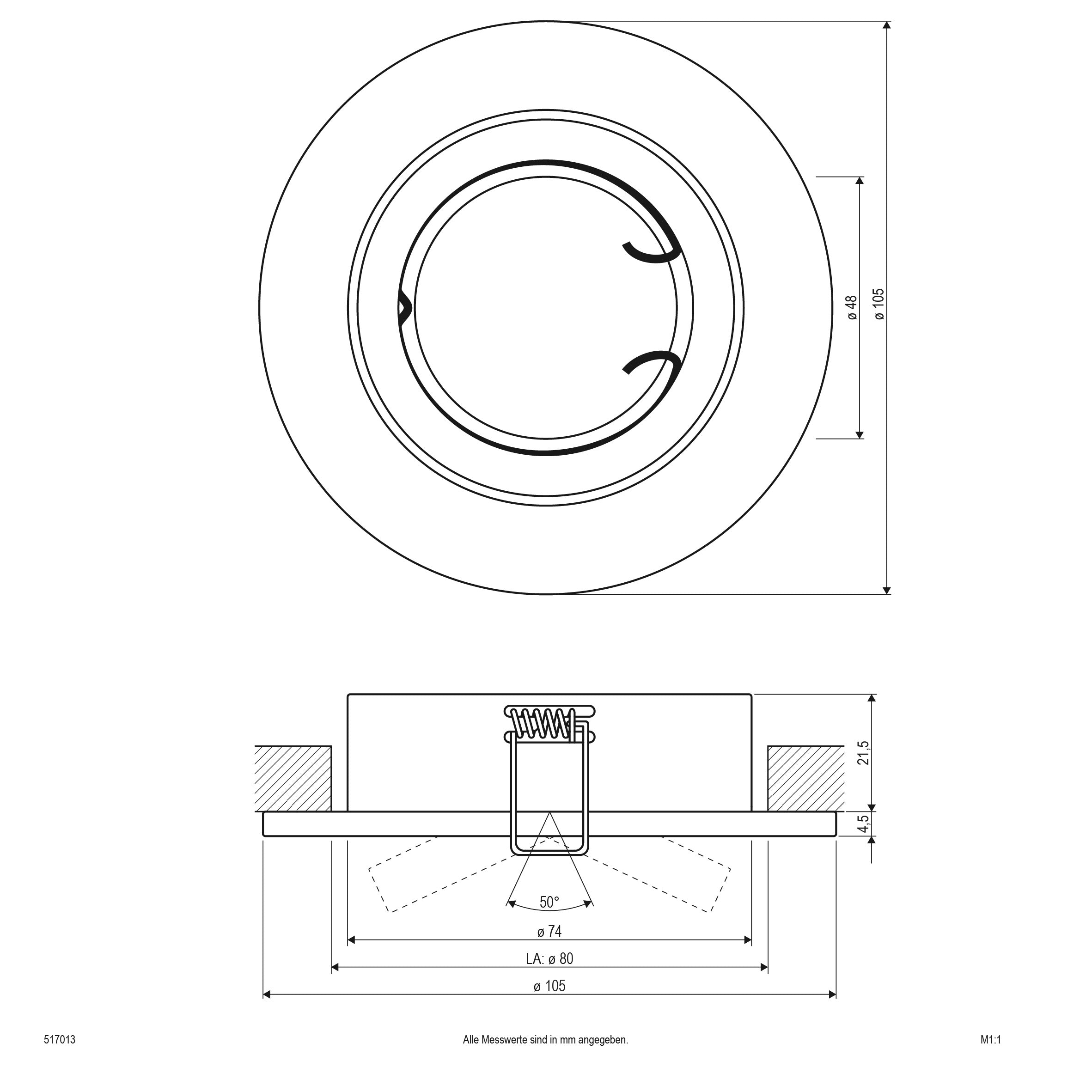 EVN Leuchte Chrom gebürstet schwenkbar rund 105x26mm 12V IP20
