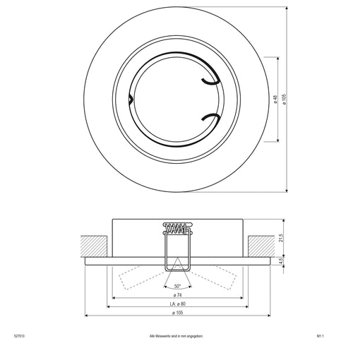 EVN Anbauleuchte Chrom satiniert schwenkbar rund 105x26mm 230V IP20