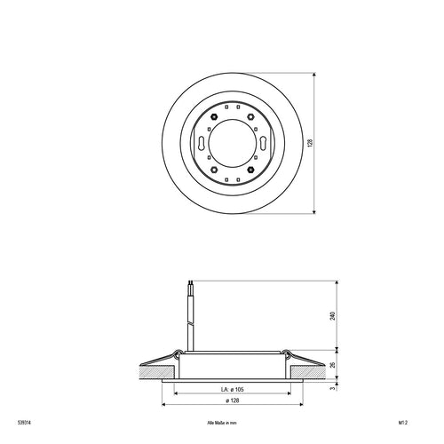 EVN Deckeneinbauleuchte Aluminium poliert rund 128x29mm 230V IP20