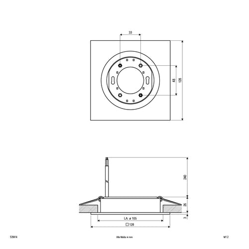 EVN Deckeneinbauleuchte Aluminium poliert viereckig 128x128x29mm 230V IP20