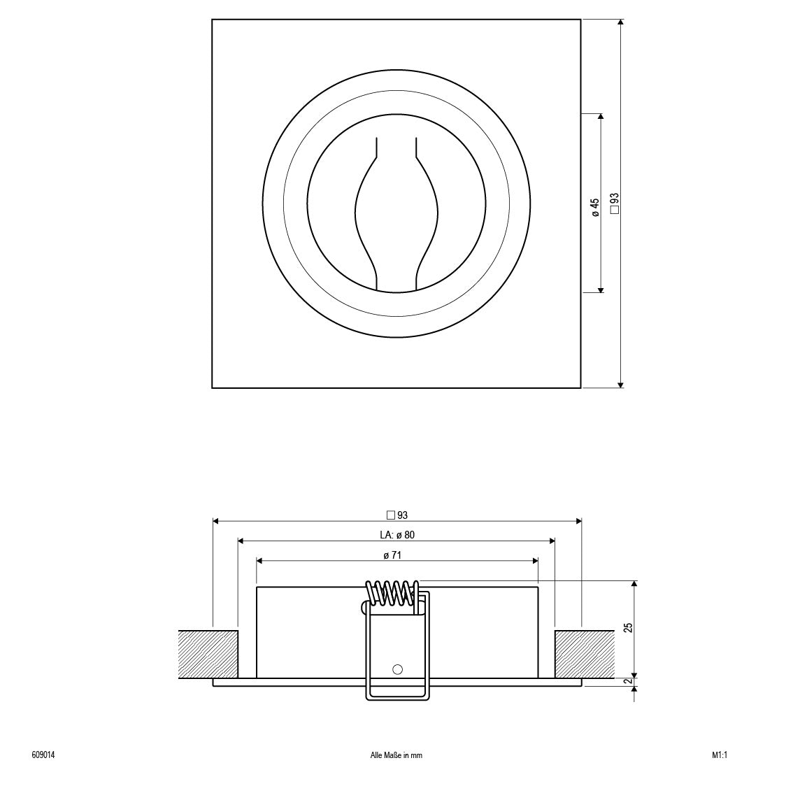 EVN Leuchte Aluminium viereckig 93x93x27mm 12V IP20