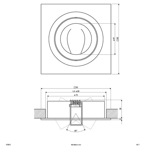 EVN Leuchte Aluminium poliert schwenkbar viereckig 92x92x28mm 12V IP20