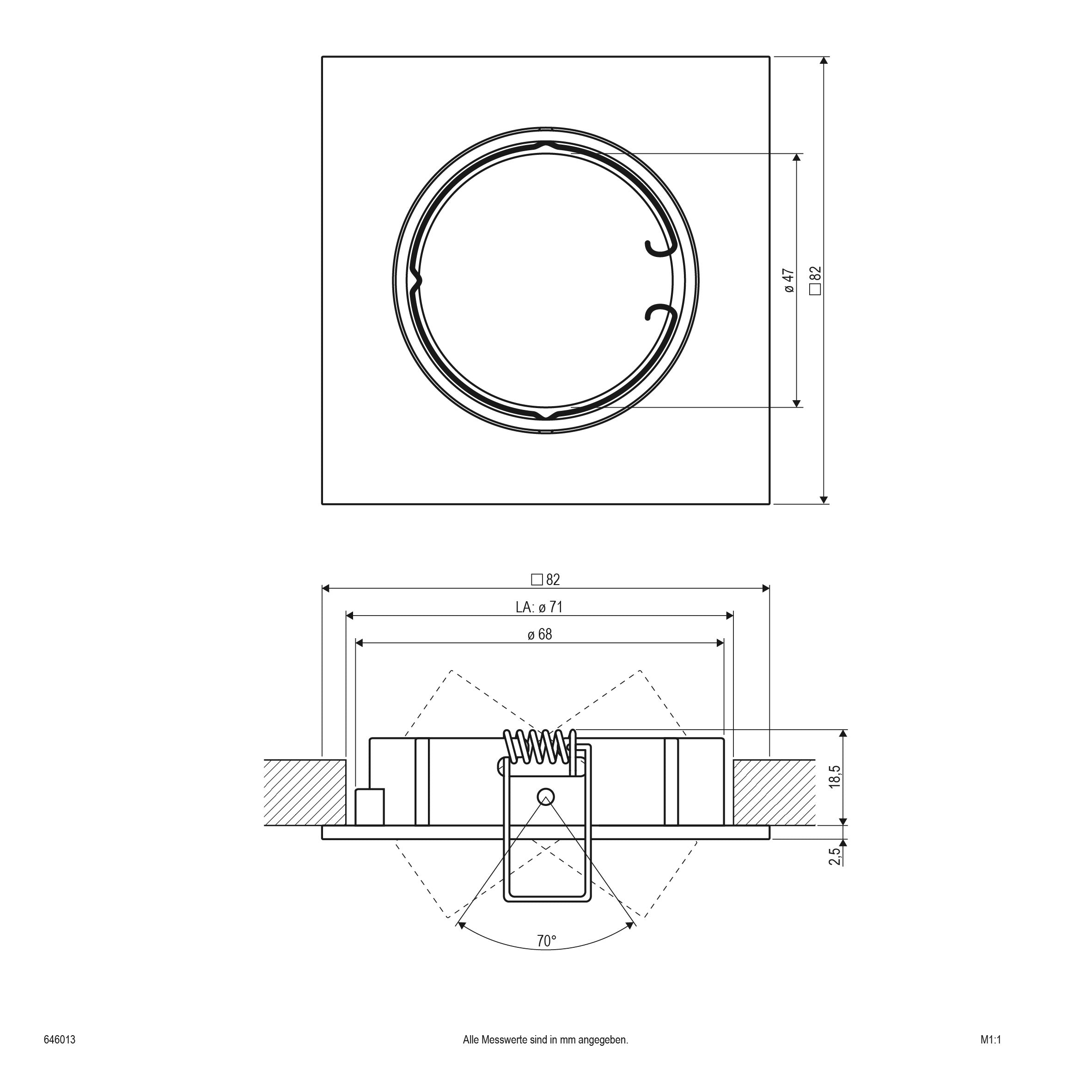 EVN Leuchte Chrom satiniert schwenkbar viereckig 82x82x21mm 12V IP20