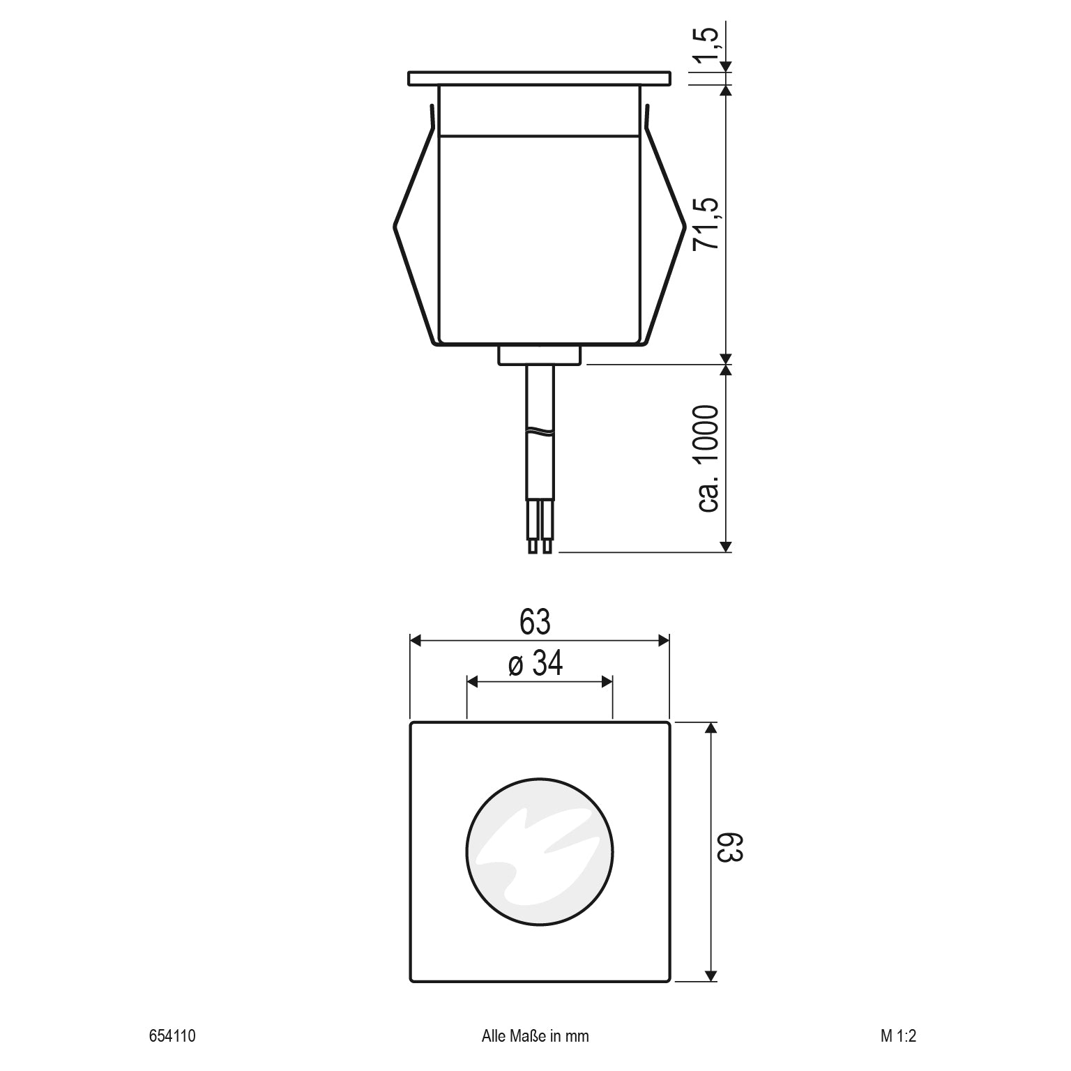 EVN LED Bodeneinbauleuchte Edelstahl Optik viereckig 63x63x73mm 2W 6000K 90lm 41-80° 220-240V IP65