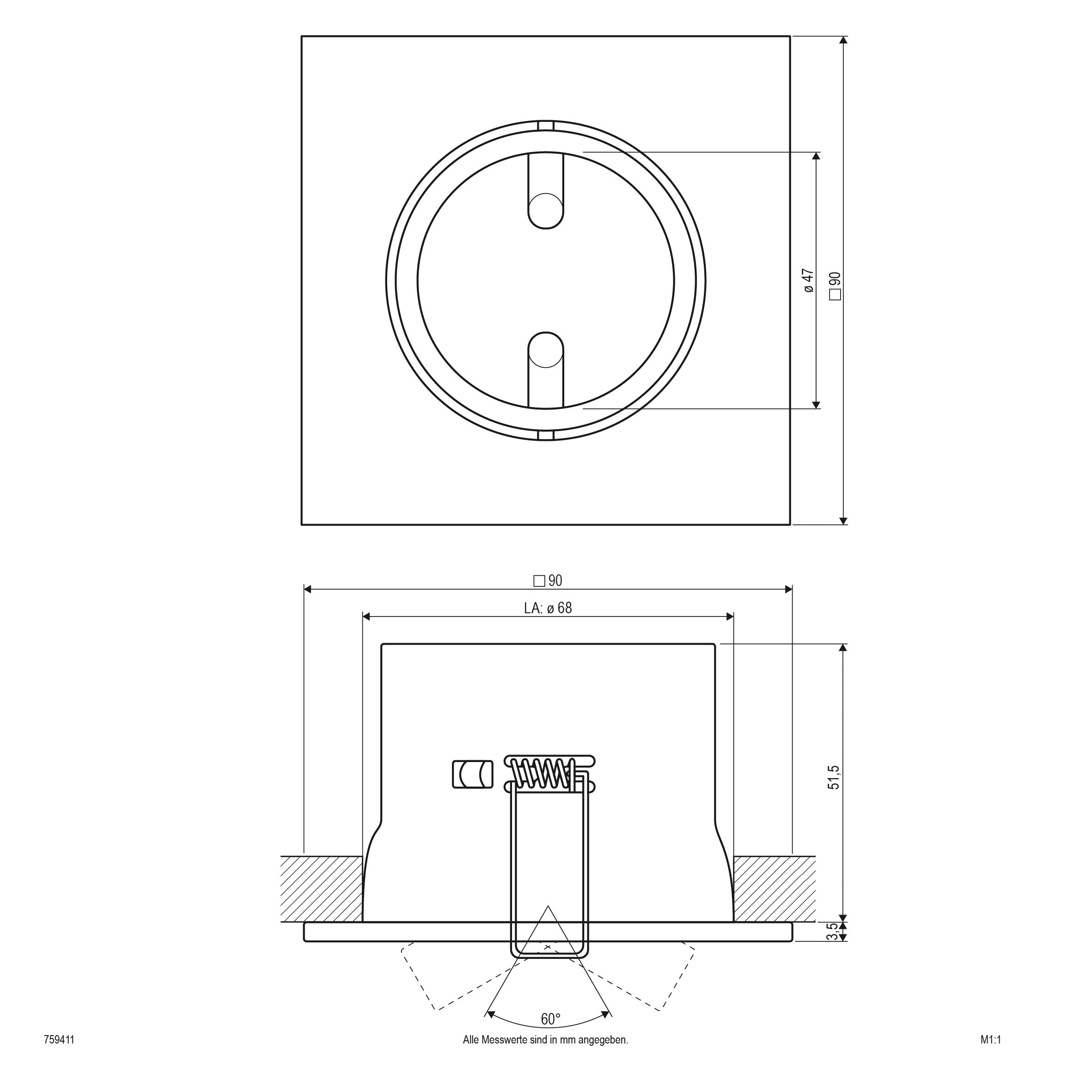 EVN Leuchte Chrom drehbar schwenkbar viereckig 90x90x55mm 12V IP20