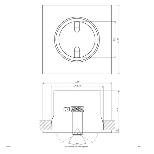 EVN Leuchte Chrom drehbar schwenkbar viereckig 90x90x55mm 12V IP20