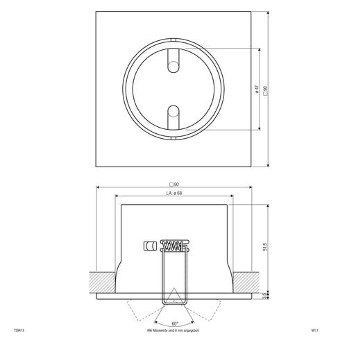 EVN Leuchte Chrom gebürstet drehbar schwenkbar viereckig 90x90x55mm 12V IP20
