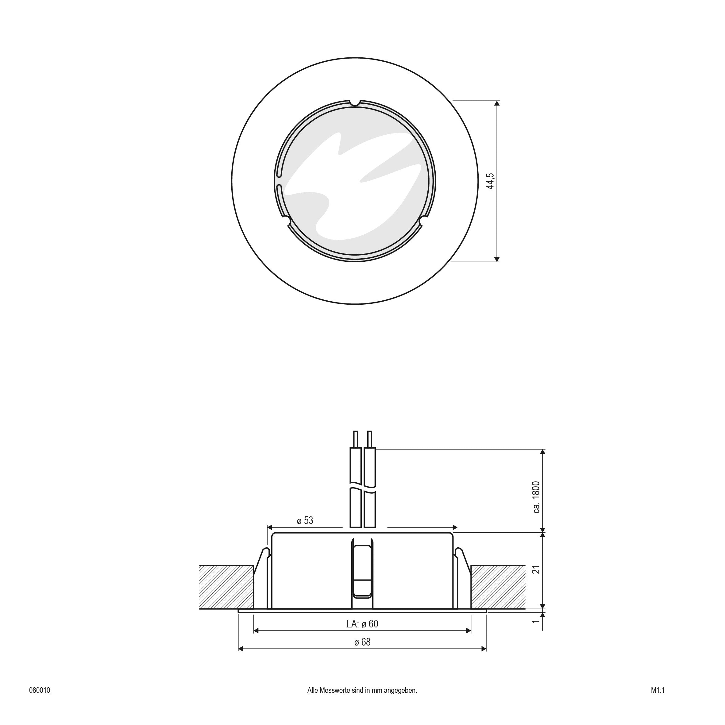 EVN Spot Edelstahl Optik gebürstet rund 68x22mm 12V IP20