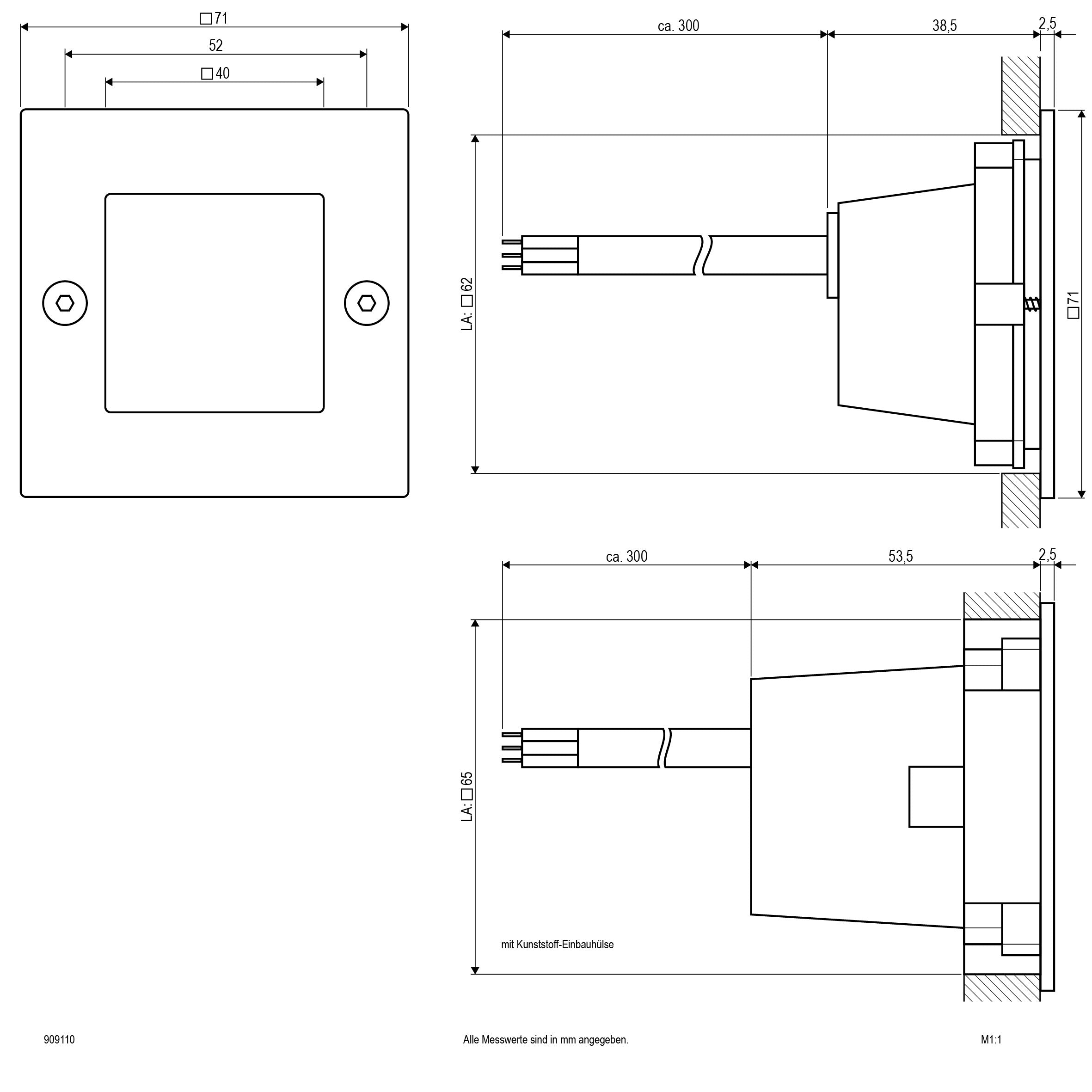 EVN LED Leuchte Edelstahl Optik viereckig 71x71x50mm 0,8W 6000K 36lm 230V IP54