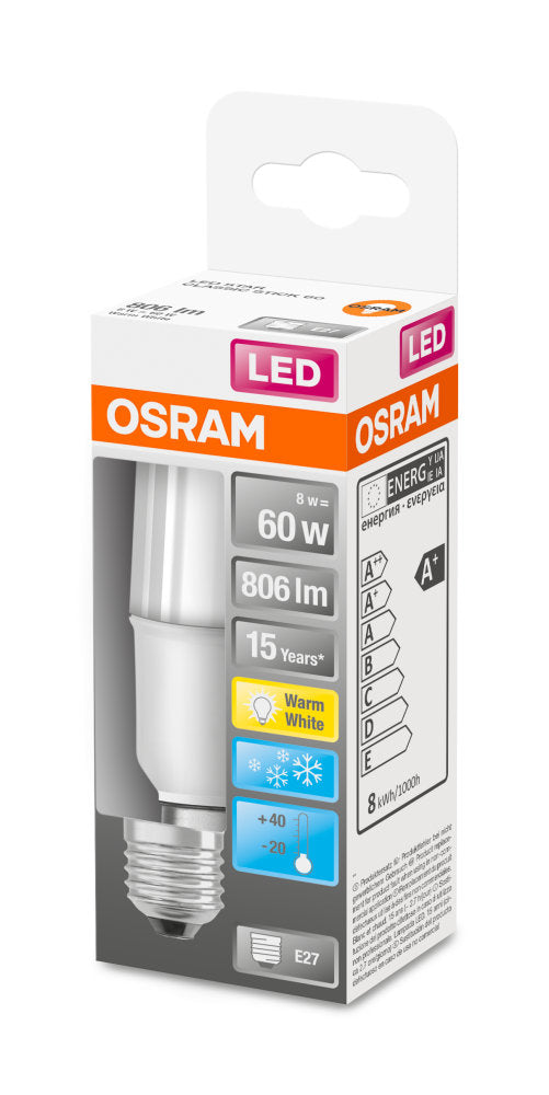 OSRAM LED Star Stick 8-60W/827 warmweiß E27 806lm matt nicht dimmbar