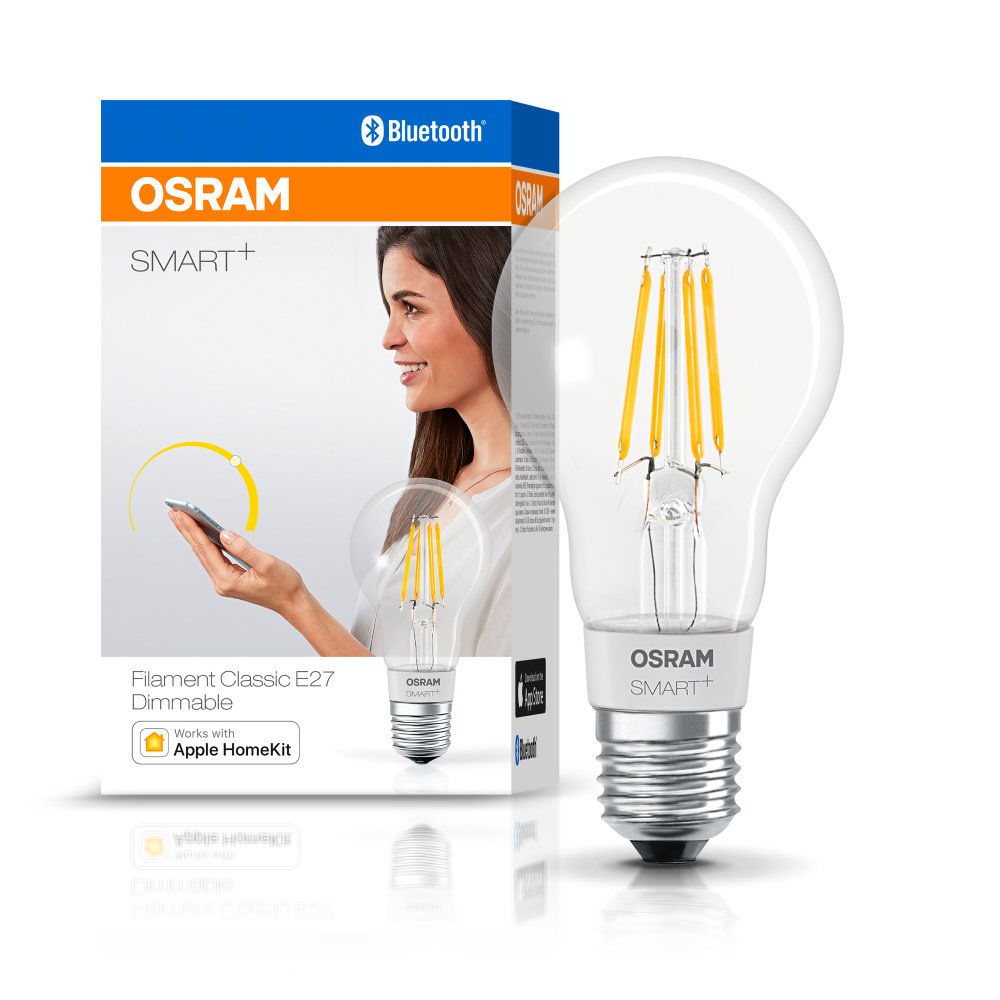 Osram Smart+ BT Apple CL A 5,5-50W/827 E27 650lm klar 320° dimmbar