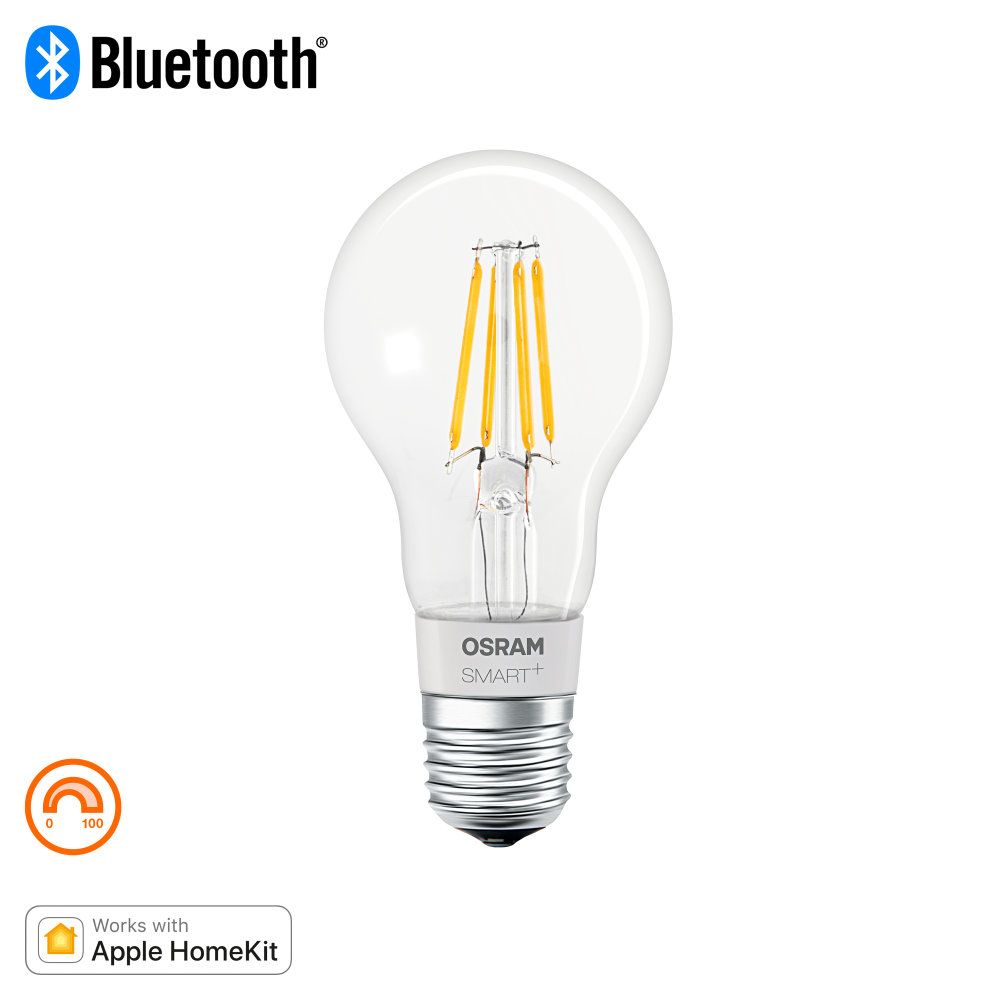 Osram Smart+ BT Apple CL A 5,5-50W/827 E27 650lm klar 320° dimmbar