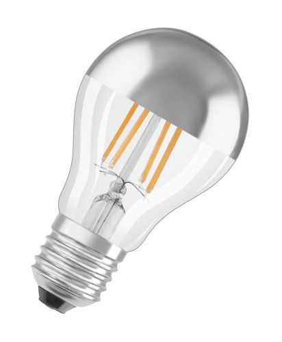 Osram Filament Superstar Classic A60 Mirror Silber 7-50W/827 warmweiß 650lm E27 220-240V dimmbar