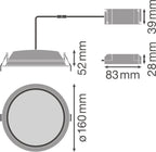 LEDVANCE LED Downlight ALU DALI 14W/3000K IP44 100°