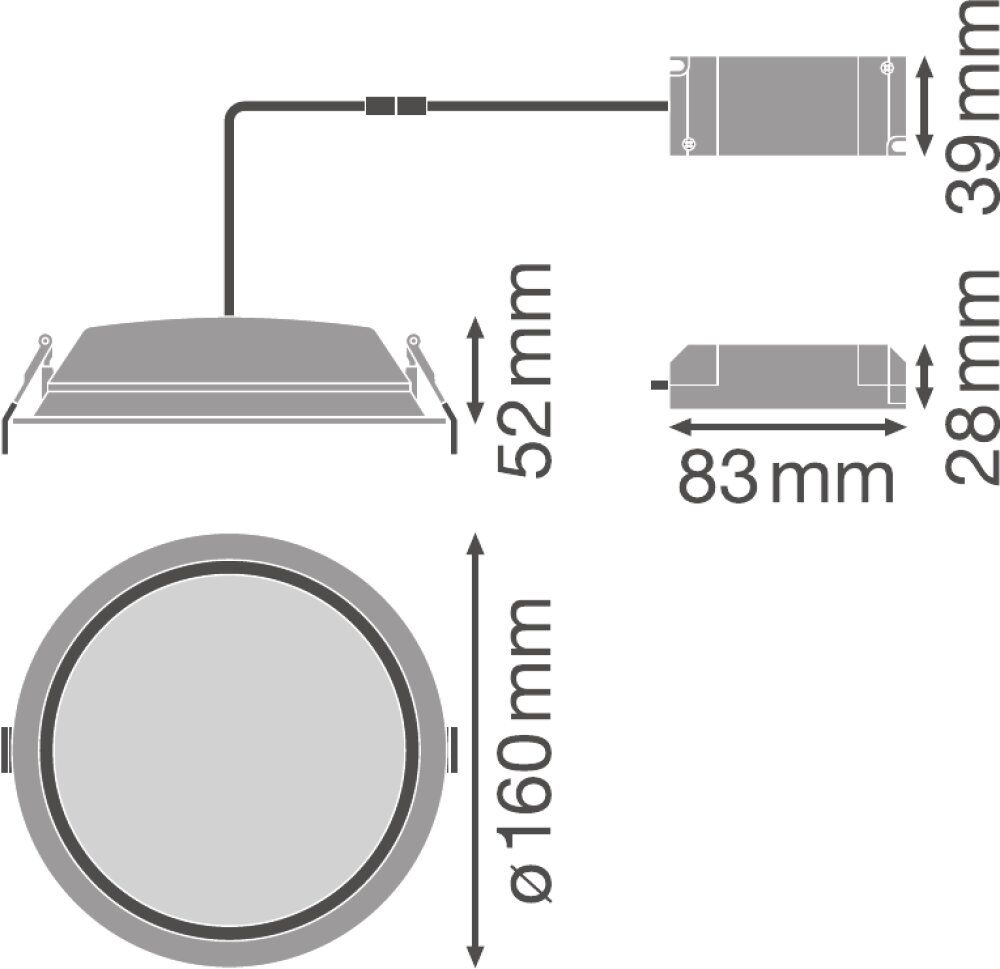LEDVANCE LED Downlight ALU DALI 14W/3000K IP44 100°