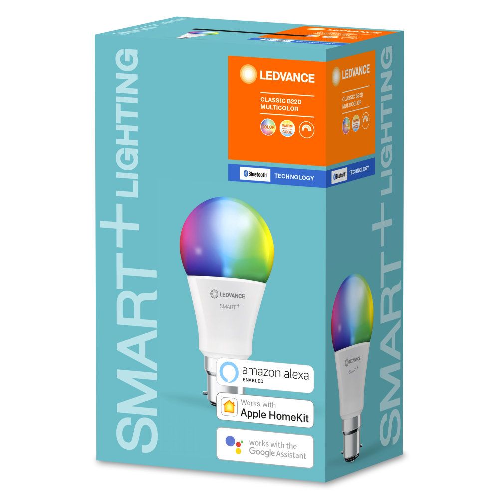 LEDVANCE LED Smart+ Bluetooth Apple Homekit Classic A 10-60W/RGBW B22d 800lm matt 240° dimmbar