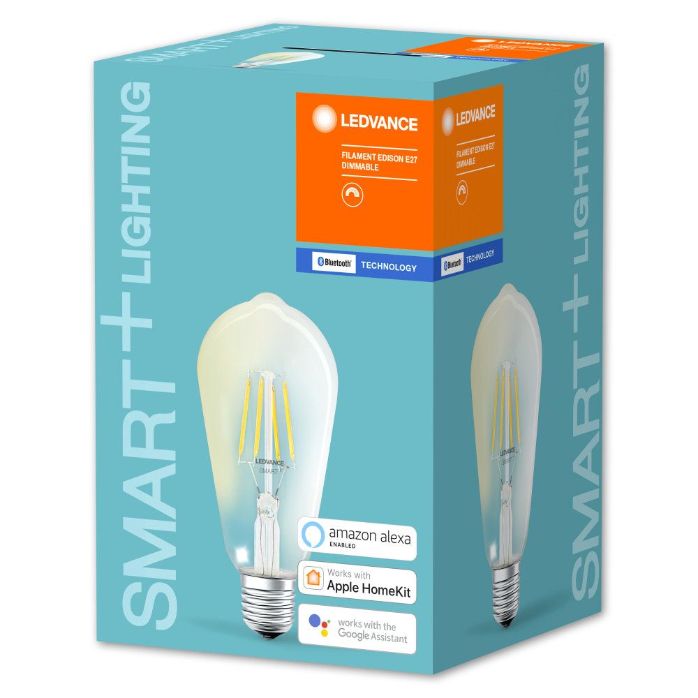 LEDVANCE LED Smart+ BT Apple HK CL A Filament 5,5-60 W/827 E27 650lm klar 320° dimmbar
