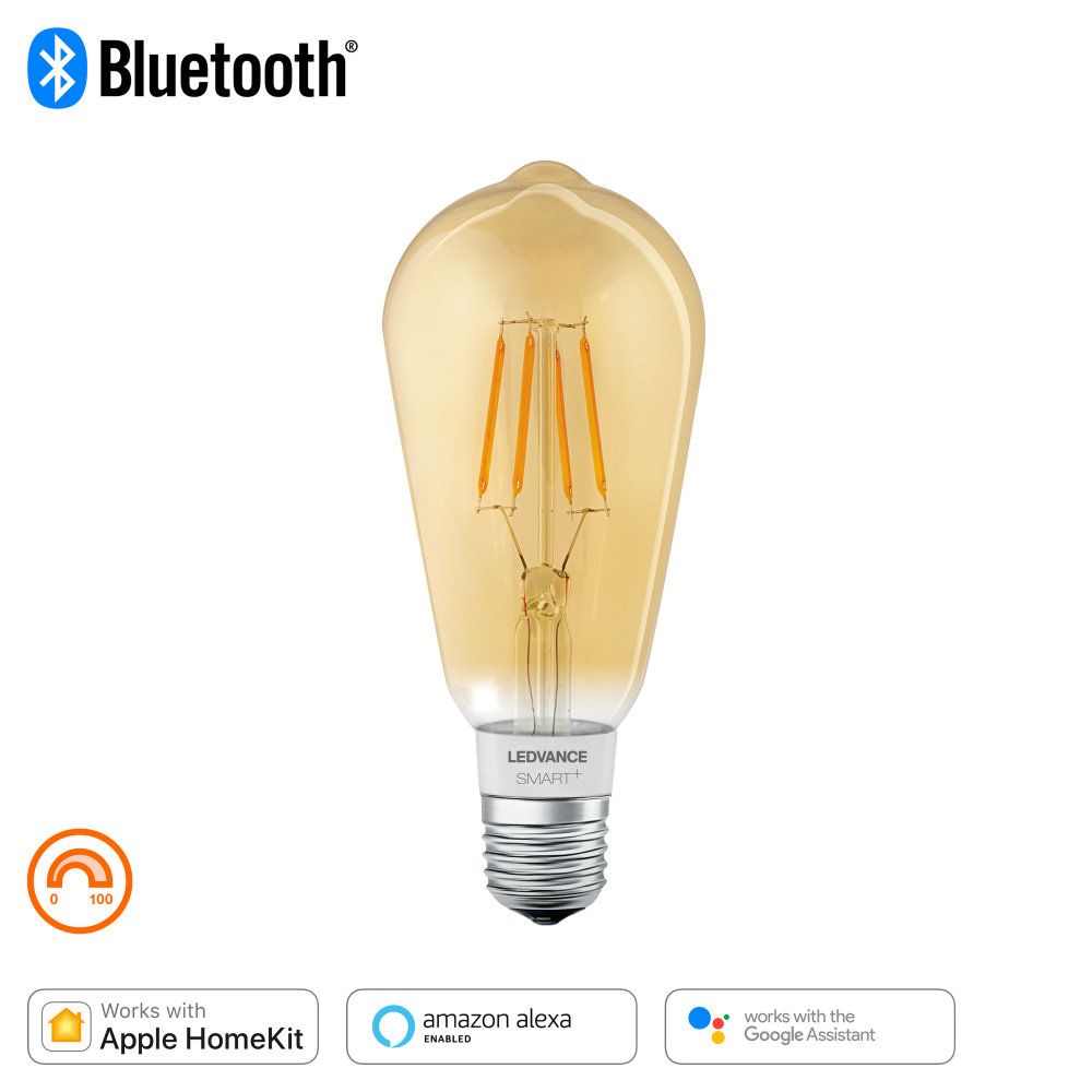 LEDVANCE LED Smart+ BT Apple HK Classic A Filament 5,5-52 W/825 E27 600lm gold dimmbar 320°