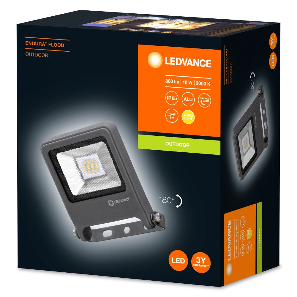 LEDVANCE LED Außenstrahler Endura Flood 10W/3000K IP65 700lm dunkelgrau