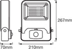 LEDVANCE LED Außenstrahler Endura Flood Sensor 50W/3000K IP44 4000lm dunkelgrau