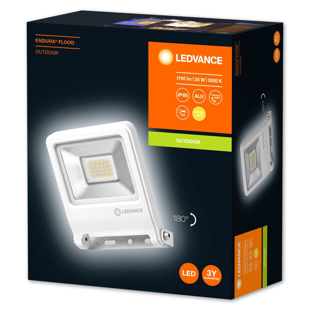 LEDVANCE LED Außenstrahler Endura Flood 20W/3000K IP65 1600lm weiß