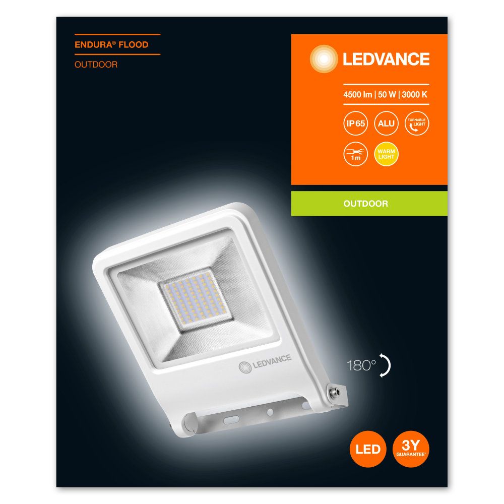 LEDVANCE LED Außenstrahler Endura Flood 50W/3000K IP65 4000lm weiß