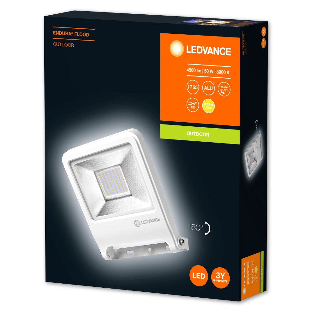 LEDVANCE LED Außenstrahler Endura Flood 50W/3000K IP65 4000lm weiß