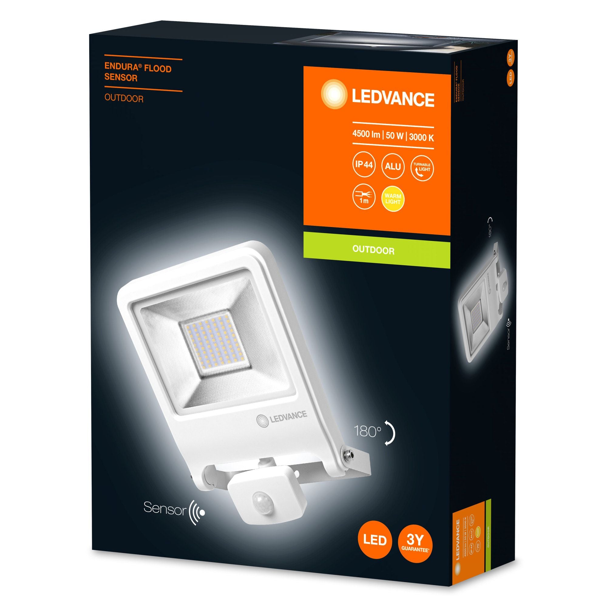LEDVANCE LED Außenstrahler Endura Flood Sensor 50W/3000K IP44 4000lm weiß