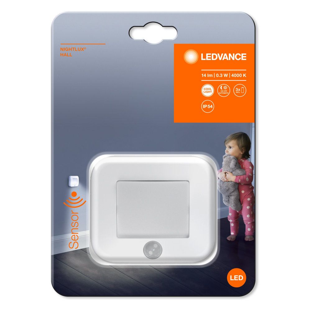 LEDVANCE LED Wandleuchte Nightlux Hall 0,28W/840 14lm kaltweiß nicht dimmbar weiß IP54