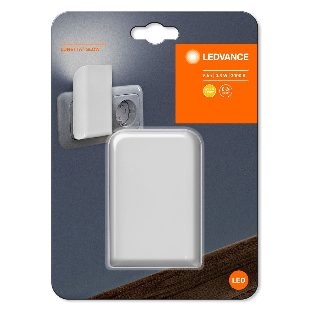 LEDVANCE LED Steckdosenleuchte Lunetta Glow 0,55W/830 5lm warmweiß nicht dimmbar weiß IP20