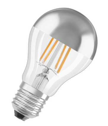 Osram Filament Star Classic A60 klar verspiegelt 300° 6,5-50W/827 warmweiß 650lm E27 220-240V