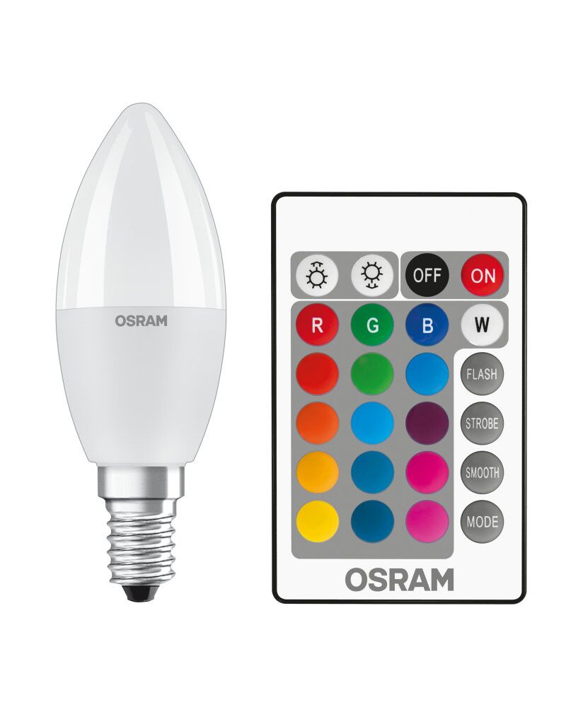 Osram / Ledvance LED Kerze B matt 200° 4,9-40W/827 RGBW einstellbar 470lm E14 220-240V dimmbar