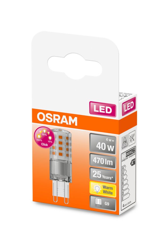 OSRAM LED Pin Three-Step-Dim 4-40W/827 warmweiß G9 470lm