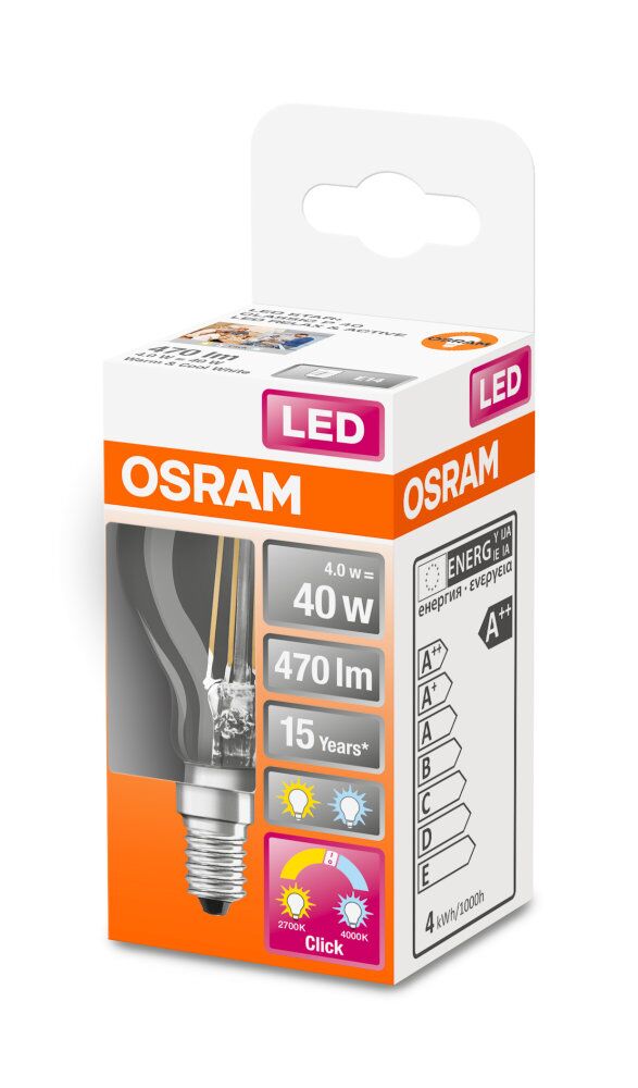 OSRAM LED Relax and Active Classic P Filament 4-40W/827 warmweiß E14 470lm