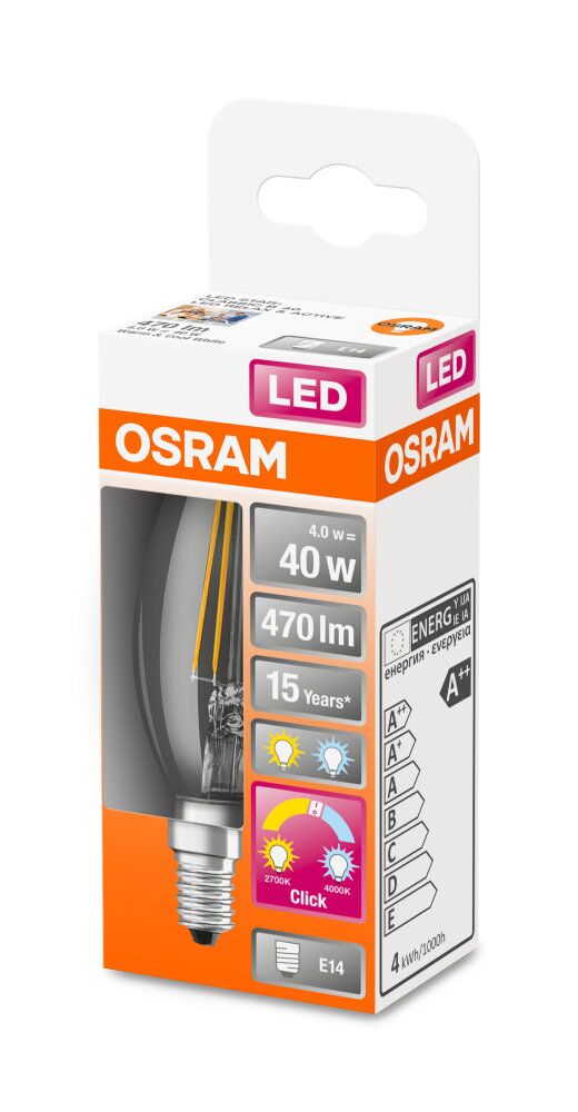 OSRAM LED Relax and Active Classic B Filament 4-40W/827 warmweiß E14 470lm