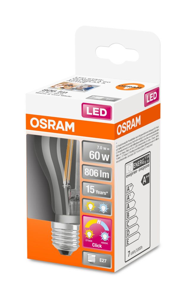 OSRAM LED Relax and Active Classic A Filament 7-60W/827/840 E27 806lm