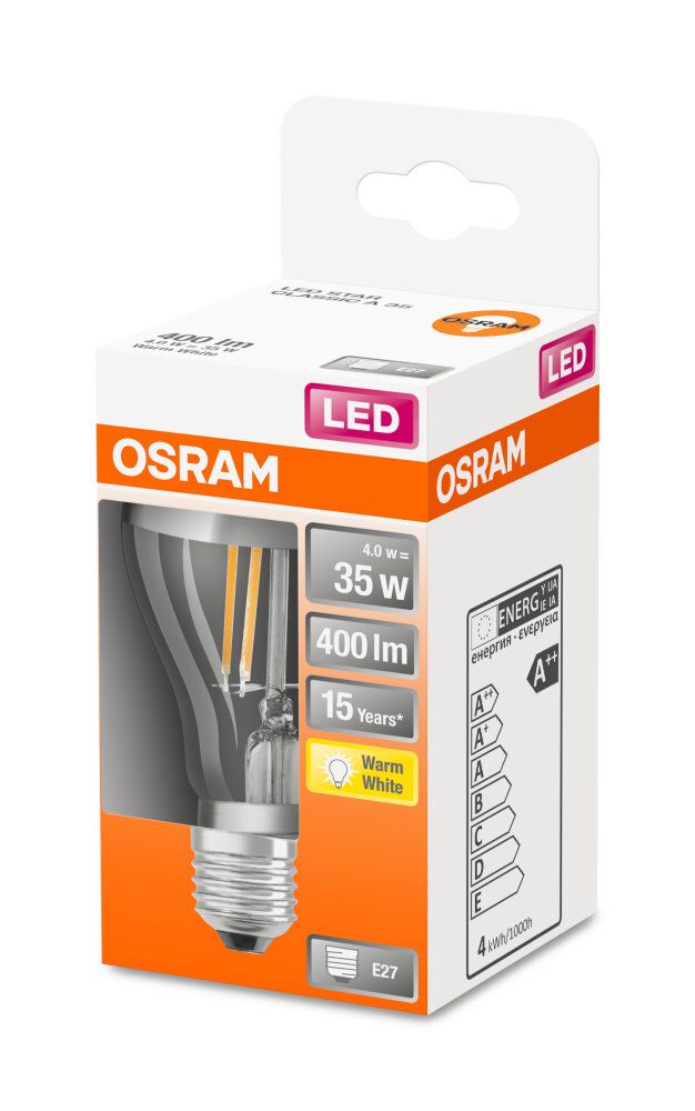 OSRAM LED Star Retrofit Classic A Filament Mirror silber 4-35W/827 warmweiß E27 400lm