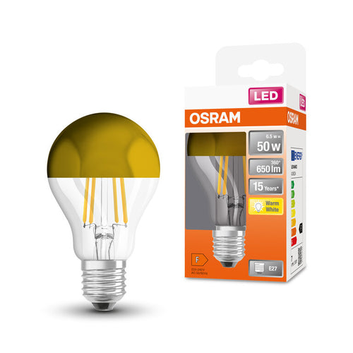 Osram / Ledvance LED Lampe Filament Classic A verspiegelt gold 300° 6,5-50W/827 warmweiß 650lm E27 220-240V