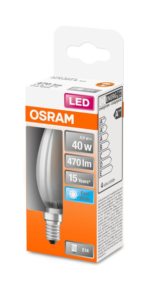 OSRAM LED Star Retrofit Classic B 4-40W/840 kaltweiß E14 470lm matt