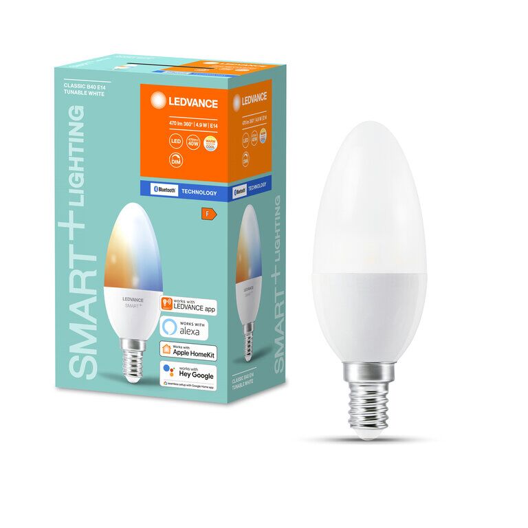 Osram / Ledvance LED Bluetooth Smart+ Classic B matt 220° 4,9-40W/827-865 abstimmbares Weiß 470lm E14 220-240V dimmbar