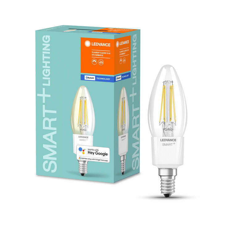 Osram / Ledvance LED Filament Bluetooth Smart+ Classic B klar 300° 4-40W/827 warmweiß 470lm E14 220-240V dimmbar