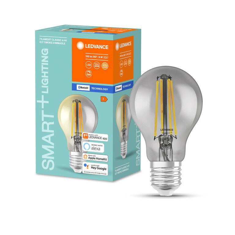 Osram / Ledvance LED Filament Bluetooth Smart+ Classic A rauchig 300° 6-44W/825 warmweiß 540lm E27 220-240V dimmbar