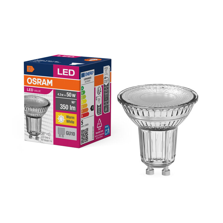 Osram / Ledvance LED Spot PAR16 36° Value 4,3-50W/827 warmweiß 350lm GU10 220-240V