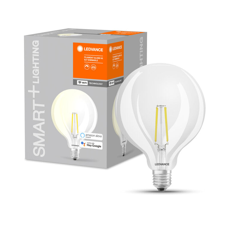 Osram / Ledvance LED Filament WIFI Smart+ Globe G125 klar 300° 6-60W/827 warmweiß 806lm E27 220-240V dimmbar