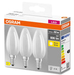Osram LED Base Kerze B40 matt 300° 6-60W/827 warmweiß 806lm E14 220-240V 3er Pack