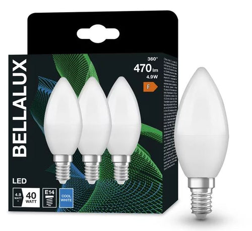Bellalux LED Kerze B matt 4,9-40W/840 neutralweiß 470lm E14 220-240V 3er Blister