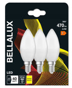 Bellalux LED Kerze B matt 4,9-40W/827 warmweiß 470lm E14 220-240V 3er Blister