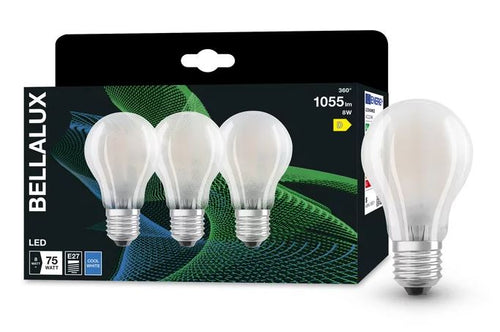 Bellalux LED Filament Classic A matt 300° 7,5-75W/840 neutralweiß 1055lm E27 220-240V 3er Blister